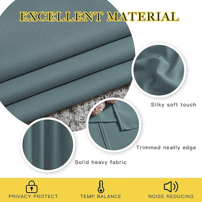 NICETOWN Room Darkening 118 inch Long Curtains, Grommet Thermal Drapes Weighted Room Divider Wide Window Treatments for Living Room, W66 x L118, Greyish Blue, 2 Panels
