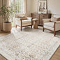 MontVoo-Vintage Area Rug 4X6 Beige Rugs for Living Room-Soft Distressed Printed Rugs for Bedroom-Non Slip Carpet-Machine Washable Rug for Dining Room Living Room Bedside Office