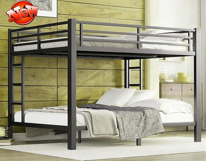 SIGONE Stronger & Safer Heavy Duty Queen Over Queen Size Bunk Bed for Adults Teens, Thickened More Stable Metal Bunkbed Frame (Greater Weight Capacity) (Queen Over Queen-A)