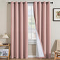 H.VERSAILTEX Linen Curtains 100% Blackout Curtains for Bedroom 96 inch Long Full Light Blocking Nature Linen Blended Window Curtains for Living Room Nickel Grommet (2 Panels, Heathered Baby Pink)