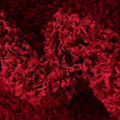 Unique Loom Solid Shag Collection Area Rug (7' 1" Round, Cherry Red)