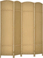 HOMCOM Room Divider, 4 Panel Folding Privacy Screen, 5.6' Tall Freestanding Wall Partition for Home Office, Bedroom, Nature Wood
