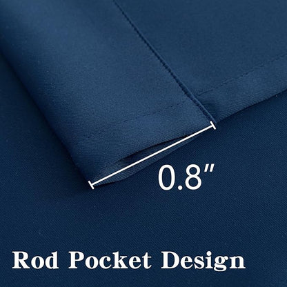 Blackout Curtains 84 Inch Length 2 Panels Set, Black Out Curtains for Bedroom 84 Inch Long, Rod Pocket Energy Saving Room Darkening Drapes for Living Room Window Navy Blue(W52 x L84)