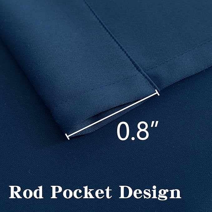 Blackout Curtains 96 Inch Length 2 Panels Set, Black Out Curtains for Bedroom 96 Inch Long, Rod Pocket Energy Saving Room Darkening Drapes for Living Room Window Navy Blue(W52 x L96)