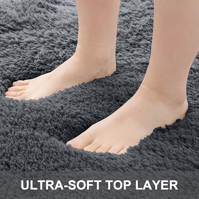 OLANLY 6x9 Machine Washable Large Area Rugs for Living Room, Bedroom, Soft Fluffy Shaggy Bedside Rug, Indoor Floor Carpet for Kids Girls and Boys, Dorms, Nursery, Home Decor Aesthetic, Grey