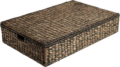 happimess BSK2015B Holden 30" Classic Costal Hand-Woven Hyacinth Wicker Under Bed Storage Basket with for Storage and Decoration in Bathroom, Bedroom, Closet, Entryway, Brown