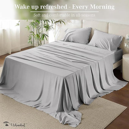 URBANHUT 800 Thread Count 100% Cotton Full Size Sheets, Luxury 4 Piece Full Bedsheets, Hotel Sheets Sateen Finish - Better Than Egyptian, 16" Elasticized Deep Pocket - Silver Grey