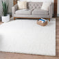 Unique Loom Solid Shag Collection Area Rug (5' 1" Square, Snow White)