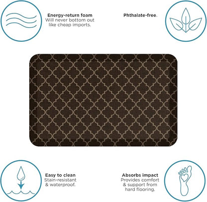 NewLife by GelPro Anti-Fatigue Designer Comfort Kitchen Floor Mat, 20x32”, Trellis Walnut Stain Resistant Surface with 3/4” Thick Ergo-foam Core for Health and Wellness