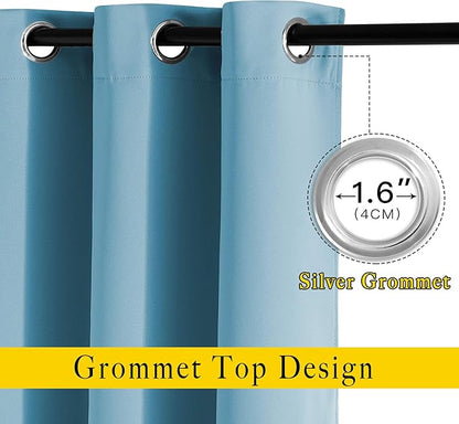 NICETOWN Room Darkening Curtains for Living Room - Easy Care Solid Thermal Insulated Grommet Room Darkening Curtains/Panels/Drapes for Bedroom (2 Panels, 66 by 66, Teal Blue)