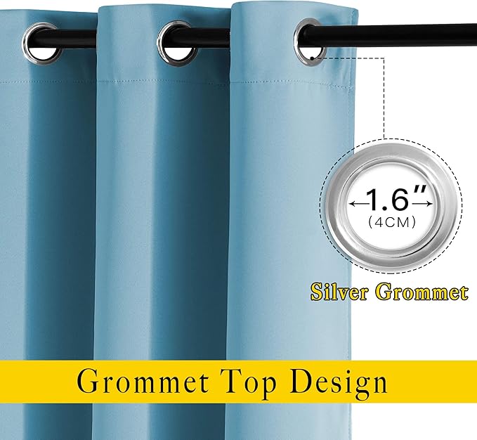 NICETOWN Teal Blue Blackout Curtains 84 inch Length 2 Panels, Grommet Thermal Insulated Window Treatments Light & Sound Reducing Drapes for Living Room/Bedroom, W46 x L84