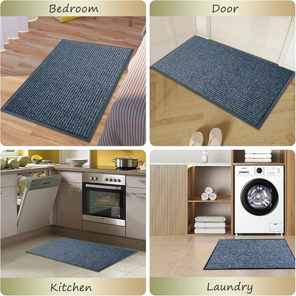 Front Door Mat,3'x4'Indoor Outdoor Door Mat,Heavy Duty Durable Welcome,Commercial Floor Mats Inside Outside Entrance, Waterproof All-Season, All-Weather Non Slip Backing Doormat for Entryway,Dark Gray