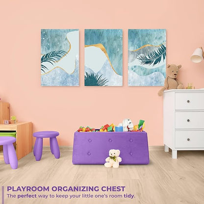 Sorbus Storage Ottoman Bench – Collapsible/Folding Bench Chest with Cover – Perfect Toy and Shoe Chest, Hope Chest, Pouffe Ottoman, Seat, Foot Rest, – Contemporary Faux Suede (Purple)