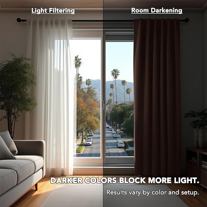 Deconovo Blackout Curtains, Thermal Insulated, W52 x L108 2 Panels, Back Tab, Machine Washable, Room-Darkening Drapes for Bedroom/Living Room Chocolate
