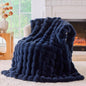 BENVWE Fluffy Faux Fur Throw Blanket for Couch, Soft Plush Thick Cozy Fuzzy Luxury Minky Bubble Blanket for Home Living Room Decor Gift for Women, Navy Blue, 51" x 63", 1100GSM