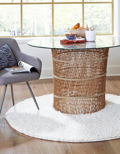 Unique Loom Solid Shag Collection Area Rug (5' 3" Round, Snow White)