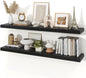 Floating Shelves for Wall, 9.3" Deep Wall Mounted Wood Shelves for Bathroom, Bedroom, Living Room, Kitchen, Hanging Shelf for Books/Storage/Room Decor (Black, 48")