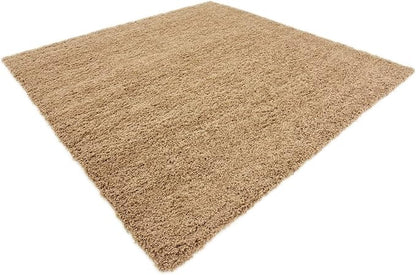 Unique Loom Solid Shag Collection Area Rug (7' 10" Square, Sandy Brown)