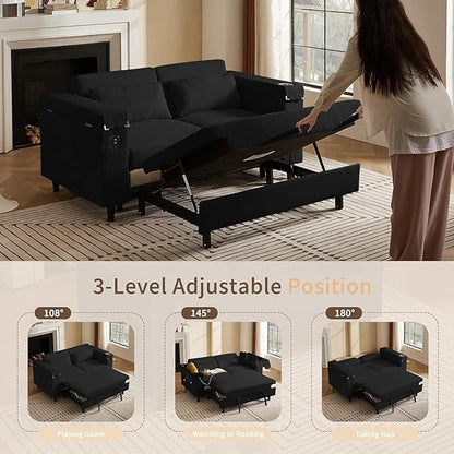 66.4" Loveseat Sofa, Modern Couches for Living Room,Corduroy Recliner, Dual armrest Storage Space, Integrated Spring Cushion, Solid Wood Frame, Built-in USB Charging Port (Beige)