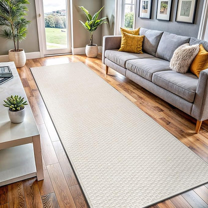 Easy Jute Runner Rug 2x7 Indoor Outdoor Natural Rugs Solid Fiber Rug Woven Area Rug Boho Easy Clean Inside Carpet for Living Room Bedroom Dining Room Hallway or Outdoor Patio Porch (2 X 7 Bone)
