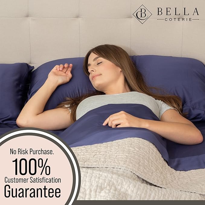 Bella Coterie Luxury Bamboo Viscose Queen Size Sheet Set | 100% Organically Grown | Ultra Soft | Cooling for Hot Sleepers | 18" Deep Pocket [Twilight Blue]