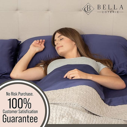 Bella Coterie 6 Piece Luxury Bamboo Viscose Split Top King Size Sheet Set | 34" Split for Adjustable Beds | 100% Organically Grown| Cooling | 18” Deep Pocket | 4 Pillowcases [Twilight Blue]