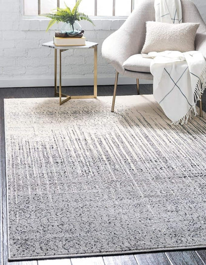 Unique Loom Del Mar Collection Area Rug - Jennifer (8' x 10' Rectangle, Gray/ Black)