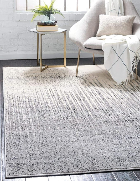 Unique Loom Del Mar Collection Area Rug - Jennifer (9' x 12' 2" Rectangle, Gray/ Black)