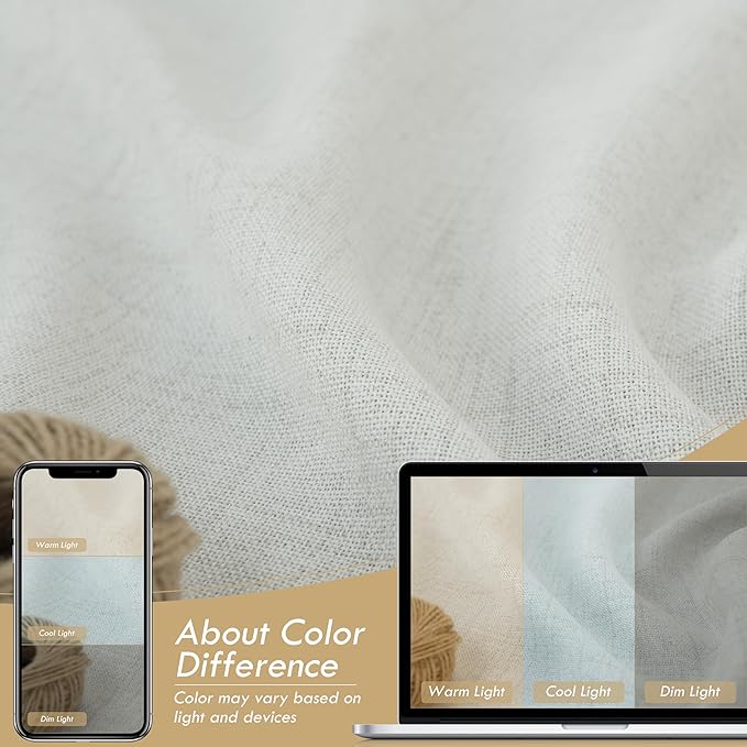 DriftAway Double Layer Linen Blackout Tie Up Curtains Thermal Insulated Fully Lined Balloon Roman Shade Bathroom Window Adjustable Rod Pocket for Small Window 45 Inch by 63 Inch Ivory Cream