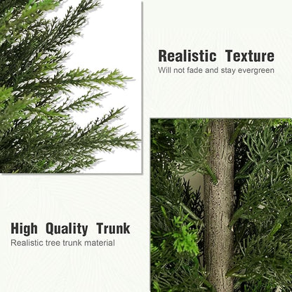 Mavis's Diary Artificial Topiary Ball Tree, Indoor Realistic Faux Boxwood Bush Potted Plants, Outdoor Fake Shrubs Cedar Evergreen Plants for Home Living Room Front Porch Decor (2, 4ft)
