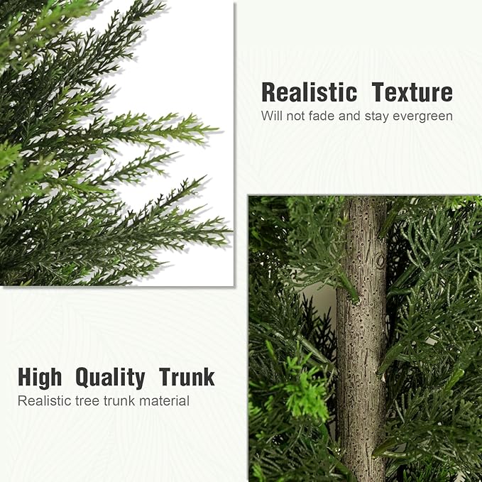 Artificial Topiary Ball Tree, Indoor Realistic Faux Boxwood Bush Potted Plants, Outdoor Fake Shrubs Cedar Evergreen Plants for Home Living Room Front Porch Decor (2, 5ft)