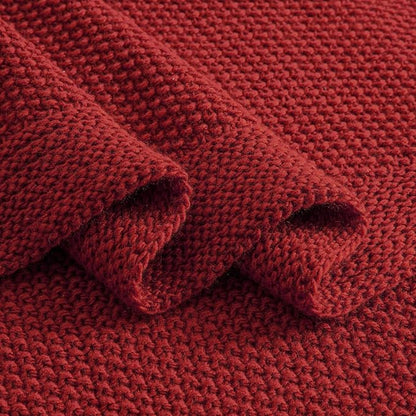 CozeCube Christmas Red Throw Blanket for Couch, Soft Cozy Cable Knit Throw for Bed Sofa Living Room, Lightweight Warm Decorative Farmhouse Christmas Blanket, 60"x80", Red