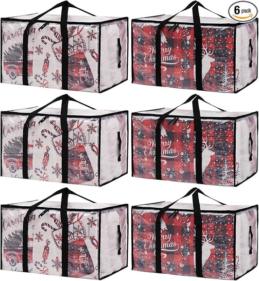 Moving Bags Heavy Duty Extra Large, Alternative for Moving Boxes & Moving Supplies,Clear Storage Bins with Lids, Plastic Packing Tote, Storage Bags for Clothes with Handles & Zippers(Clear, 6 Pack)