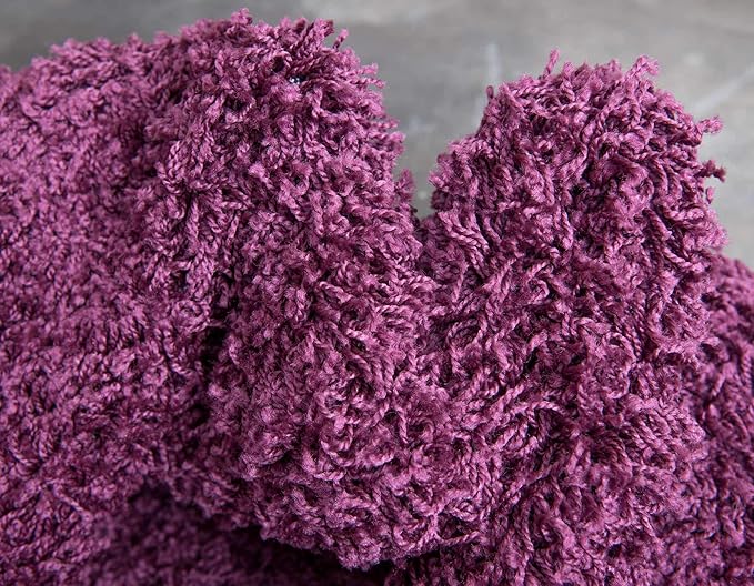 Unique Loom Solid Shag Collection Area Rug (2' 6" x 19' 8" Runner, Eggplant Purple)