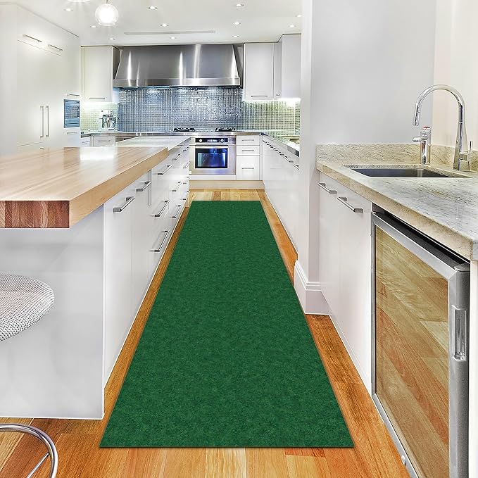Ottomanson 2' x 36' Hallway Runner with Scraper Pile Extra Durable Non-Slip Rug Mat for Indoor & Outdoor Use - Ideal for Kitchen, Entryway, Patio & Garage - High-Traffic Carpet, Green