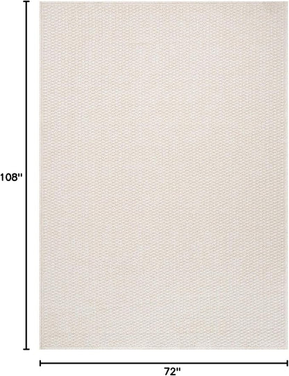 Easy Jute Rug 6x9 Indoor Outdoor Natural Rugs Solid Fiber Rug Woven Area Rug Boho Easy Clean Inside Carpet for Living Room Bedroom Dining Room Hallway or Outdoor Patio Porch (6 X 9 Bone)