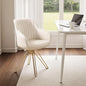 Zouron Mid Century Modern Swivel Accent Chair with Gold Metal Legs, Upholstered Desk Chair No Wheels, Side Office Arm Chair Vanity Chair for Small Space Home Office Living Room Bedroom, Beige