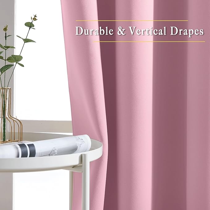 NICETOWN Blackout Sliding Door Curtains 84 Inch Length, Extra Wide Room Divider Grommet Energy Saving Thermal Insulated Curtain for Patio Door Window(W80 x L84, 1 Panel, Rouge Pink)
