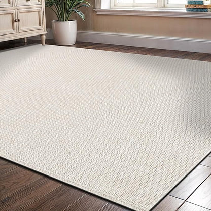Easy Jute Rug 6x9 Indoor Outdoor Natural Rugs Solid Fiber Rug Woven Area Rug Boho Easy Clean Inside Carpet for Living Room Bedroom Dining Room Hallway or Outdoor Patio Porch (6 X 9 Bone)