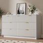 White 7 Drawer Dresser for Bedroom, 55.9" Wide Modern Fluted Dresser with Gold Metal Handles, Wide Chest of Drawers for Bedroom, Living Room, Entryway, Hallway