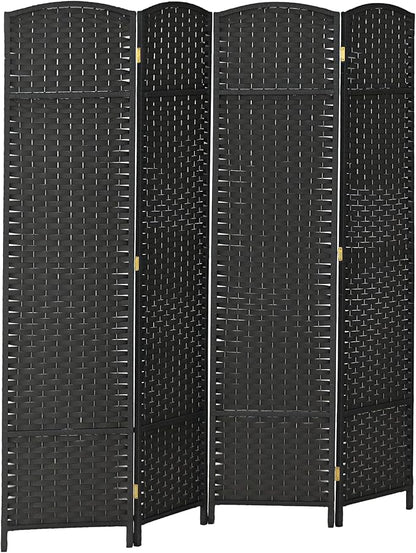 HOMCOM Room Divider, 4 Panel Folding Privacy Screen, 5.6' Tall Freestanding Partition for Home Office, Bedroom, Black