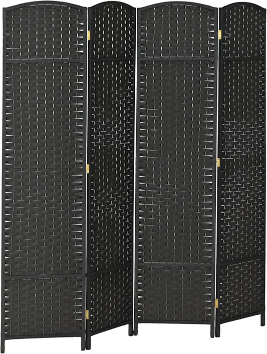 HOMCOM Room Divider, 4 Panel Folding Privacy Screen, 5.6' Tall Freestanding Partition for Home Office, Bedroom, Black