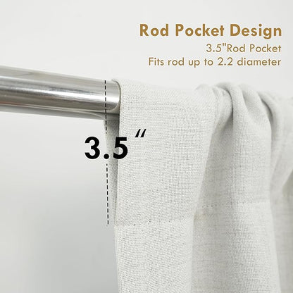 DriftAway Double Layer Linen Blackout Tie Up Curtains Thermal Insulated Fully Lined Balloon Roman Shade Bathroom Window Adjustable Rod Pocket for Small Window 31 Inch by 47 Inch Ivory Cream