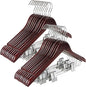 TOPIA HANGER Wooden Suit Hangers with Adjustable Metal Clips (20 Pack), Solid Wood Clothes Hangers, 360° Swivel Hook, Premium Retro Finish Pants Hangers for Clothes Coat, Jeans, Blouse- Cherry CT28M20