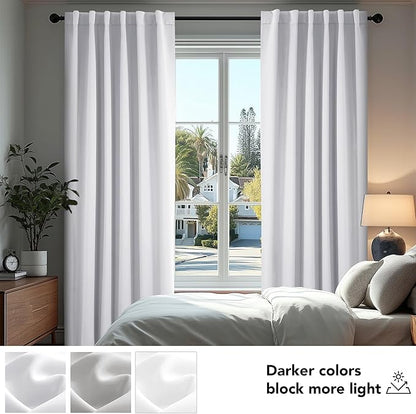 Deconovo Blackout Curtains, Thermal Insulated, W70 x L95 2 Panels, Back Tab, Machine Washable, Room-Darkening Drapes for Bedroom/Living Room Star White
