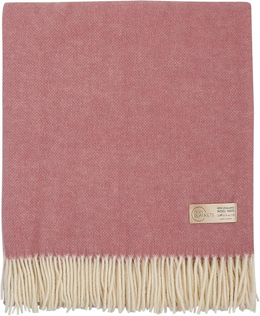 | Wool Blanket/Throw | 100% New Zealand Wool | Perfect for Home and Outdoors | Virgin Wool Throw with Fringes 75"x87" (190 x 220 cm)