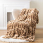 BATTILO HOME Luxury Ruched Faux Fur Throw Blanket Leopard Print, Double Side Soft Warm Rabbit Fur Blanket for Bed, Couch, Fall Throw Blanket for Home Decor, Large Cozy Mink Blanket 60"x80"