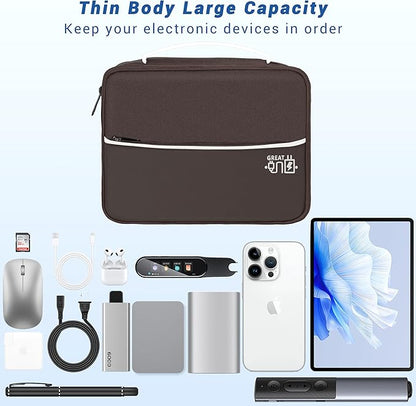 Electronics Organizer,Travel Cord Organizer Pouch, Portable Cable Organizer Bags, Waterproof Electronic Accessories Storage Case for Cables, Cords, Charger, Phone (Three Layer-Brown)
