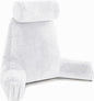 Husband Pillow Medium White, Backrest for Kids, Teens, Petite Adults - Reading Pillows with Arms, Adjustable Loft, Plush Memory Foam, Bed Rest Chair for Sitting Up, Detach Neck Roll, Removable Cover