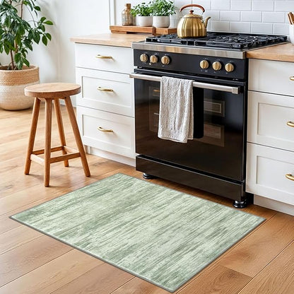 2x3 Modern Abstract Rug for Entryway, Lime Green Super Soft Small Area Rug, Washable Non-Slip Kitchen Rugs, Low-Pile Mat for Bedside, Indoor Door Mat